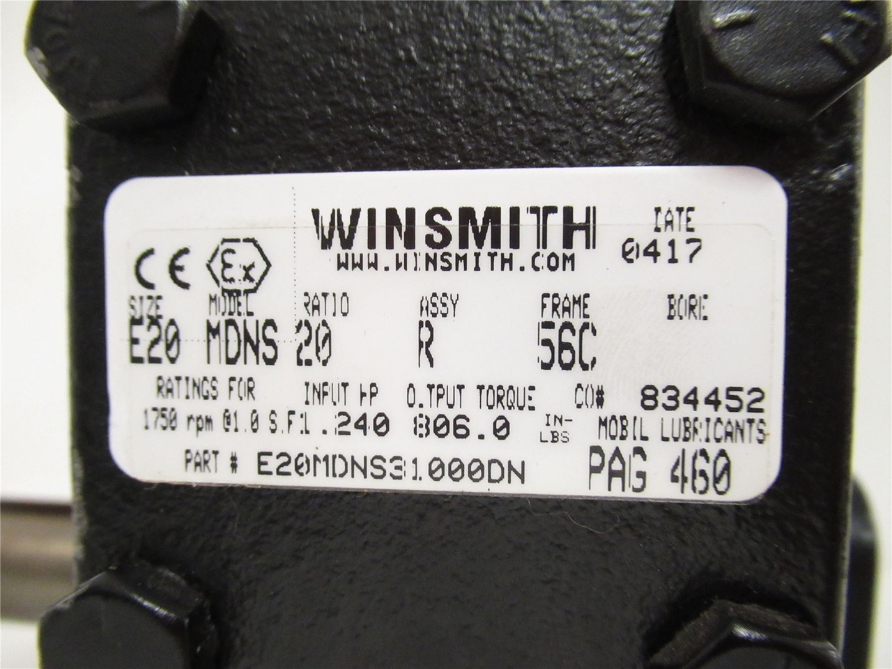 Winsmith E20MDNS20R56C; Cast Iron Speed Reducer; 20:1