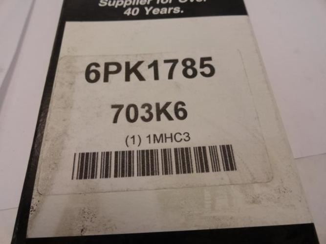 Bando 6PK1785; Serpentine Belt 703K6; 6-ribs 70.3"L; 1MHC3