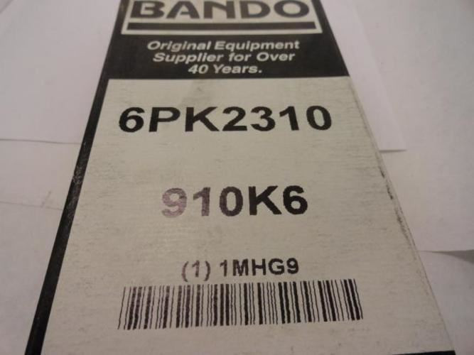 Bando 6PK2310; Serpentine Belt 910K6; 6-ribs 91.0"L; 1MHG9