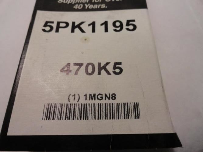 Bando 5PK1195; Serpentine Belt 470K5; 5-ribs 47.0"L; 1MGN8