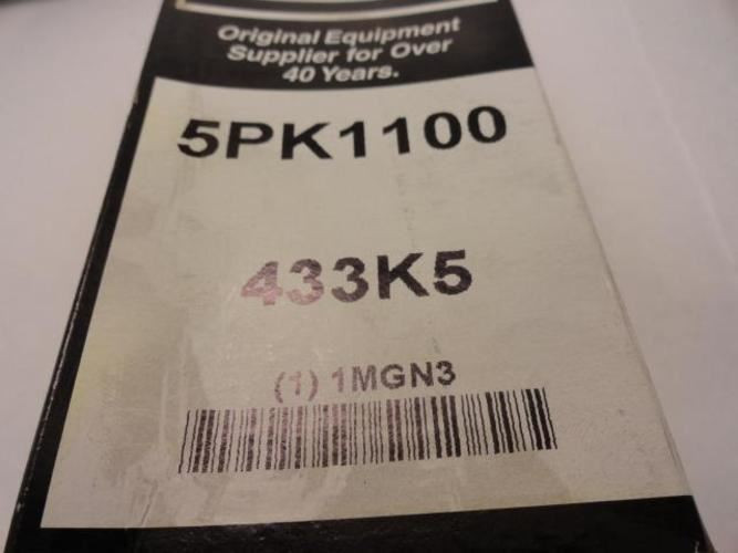 Bando 5PK1100; Serpentine Belt 433K5; 5-ribs 43.3"L; 1MGN3