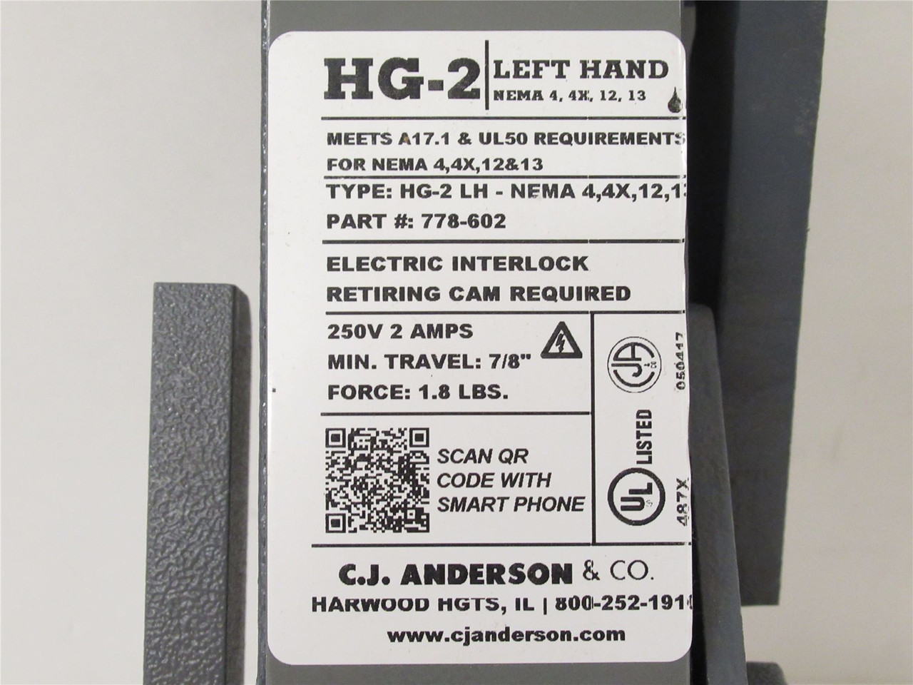 CJA HG-2-LH; NK Freight Elevator Interlock LH