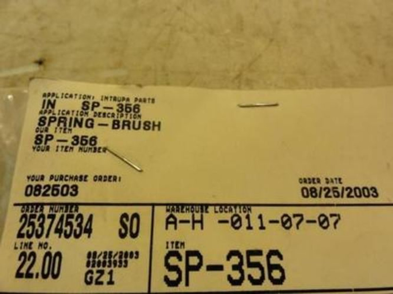 Intrupa Parts SP-356; Lot-4 Brush Springs