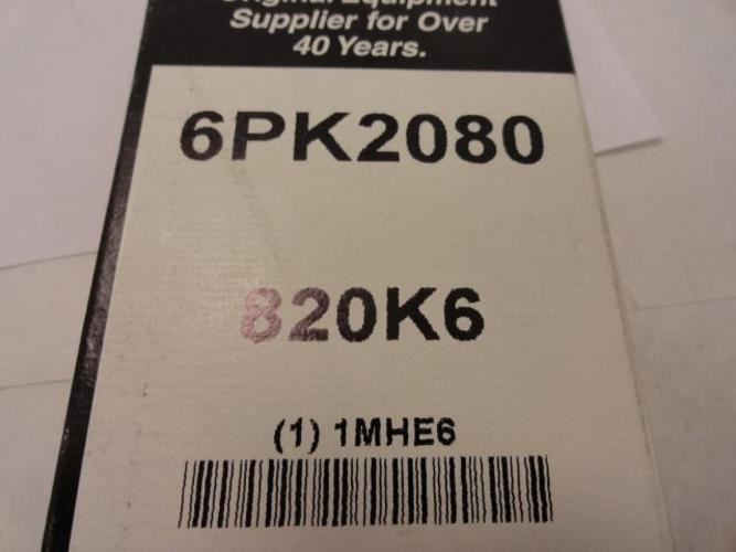 Bando 6PK2080; Serpentine Belt 820K6; 6-ribs 82.0"L; 1MHE6