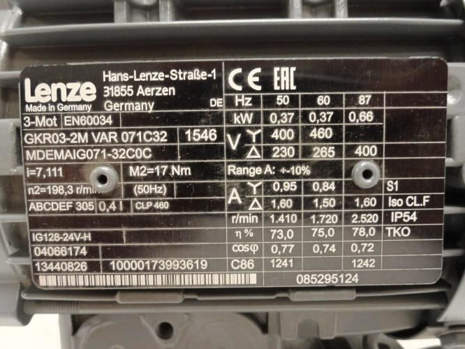Lenze GKR03-2M VAR 071C32; AC Gearmotor; 460V; 1.50 Amps