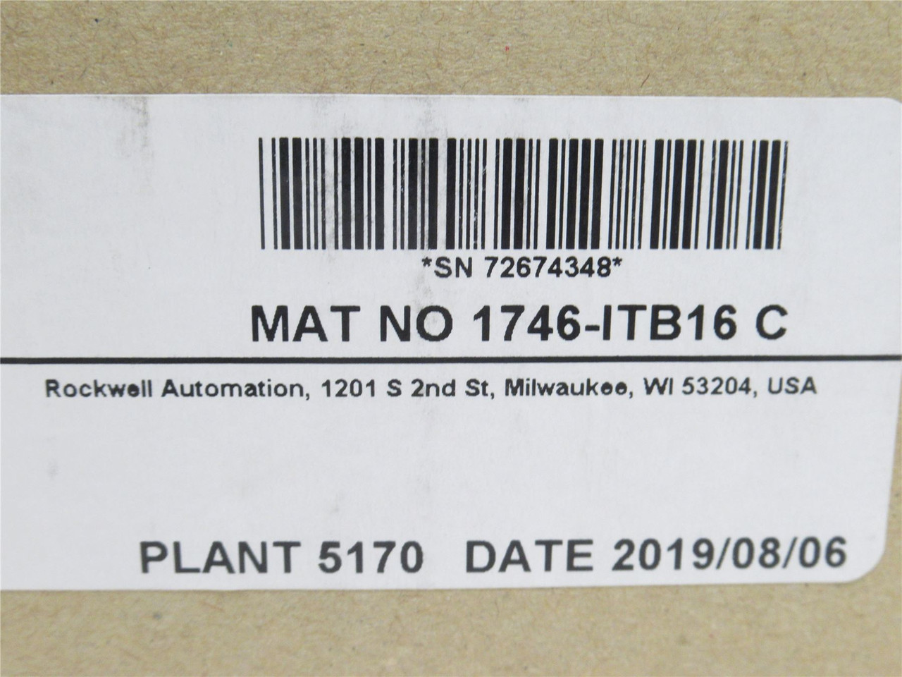 Allen-Bradley 1746-ITB16; Digital Input Module; 16 Point Allen-Bradley 1746-ITB16; Digital Input Module; 16 Point