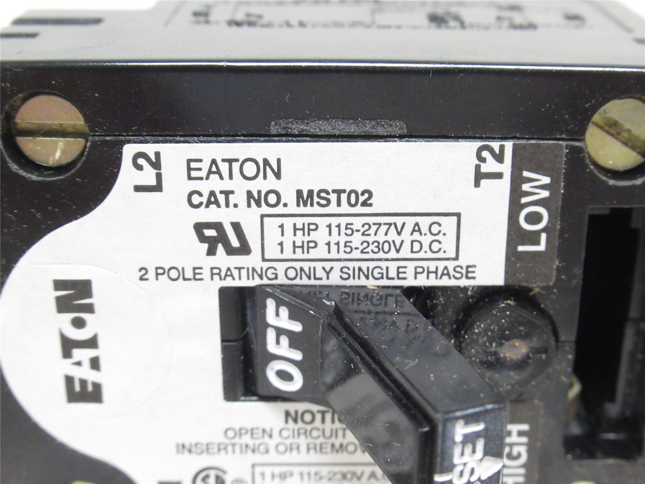Eaton MST02; DOL Starter; 2P; 115/230VAC/DC At 1HP