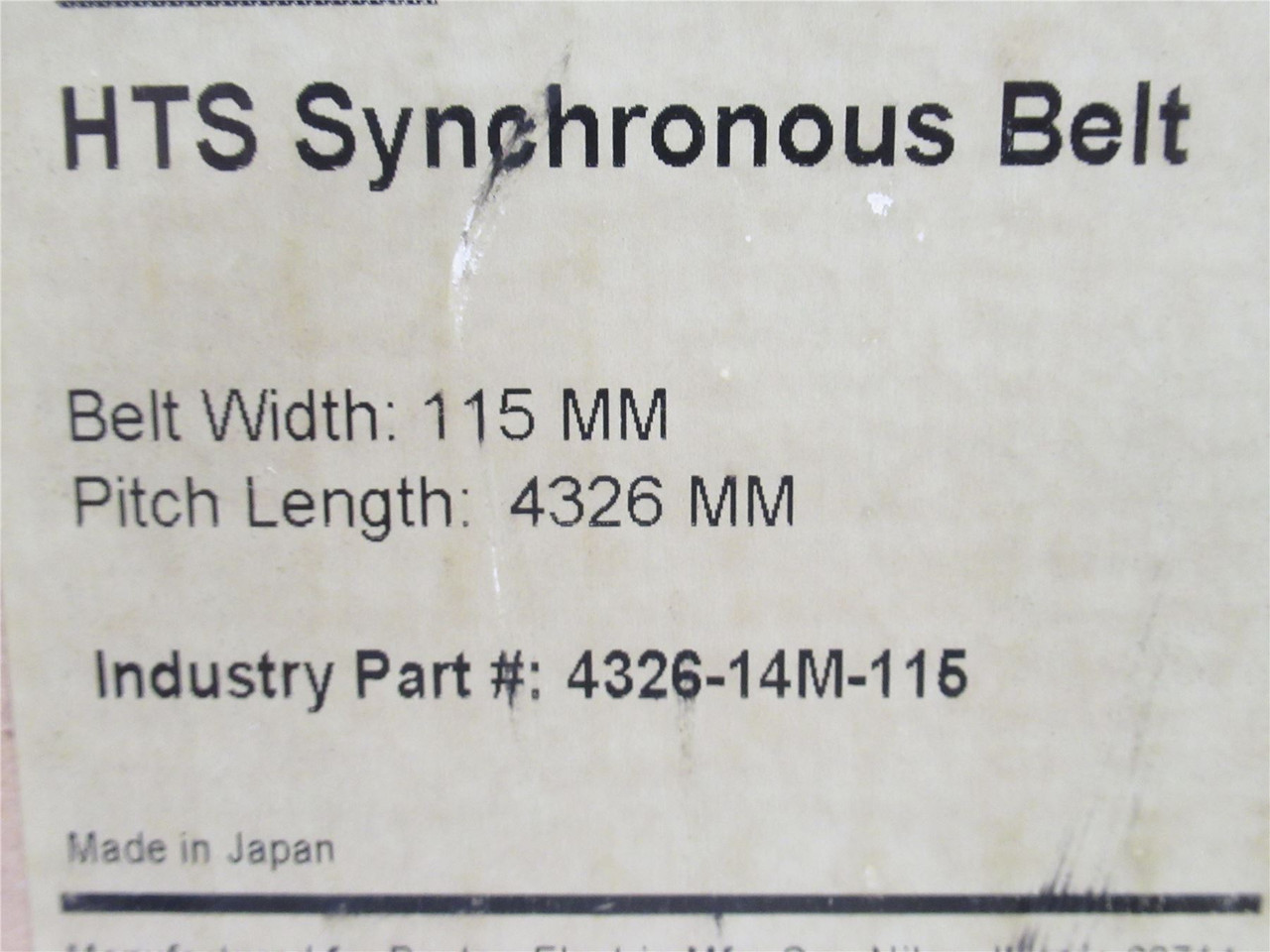 Bando 4326-14M-115; HTS Gear Belt; 4326mm Long x115mm Wide