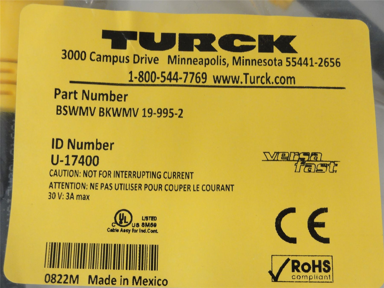 Turck U-17400; Cordset; BSWMV BKWMV 19-995-2