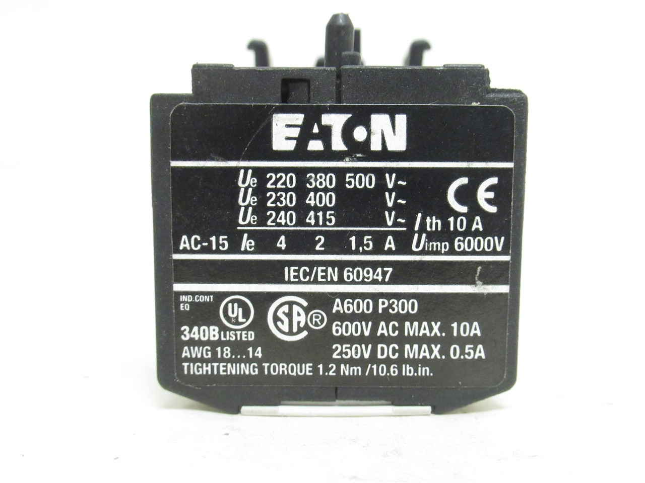 Eaton XTMCX-FA20; Front Mount Aux Contactor 10A; 600VAC; 2-NO Eaton XTMCX-FA20; Front Mount Aux Contactor 10A; 600VAC; 2-NO