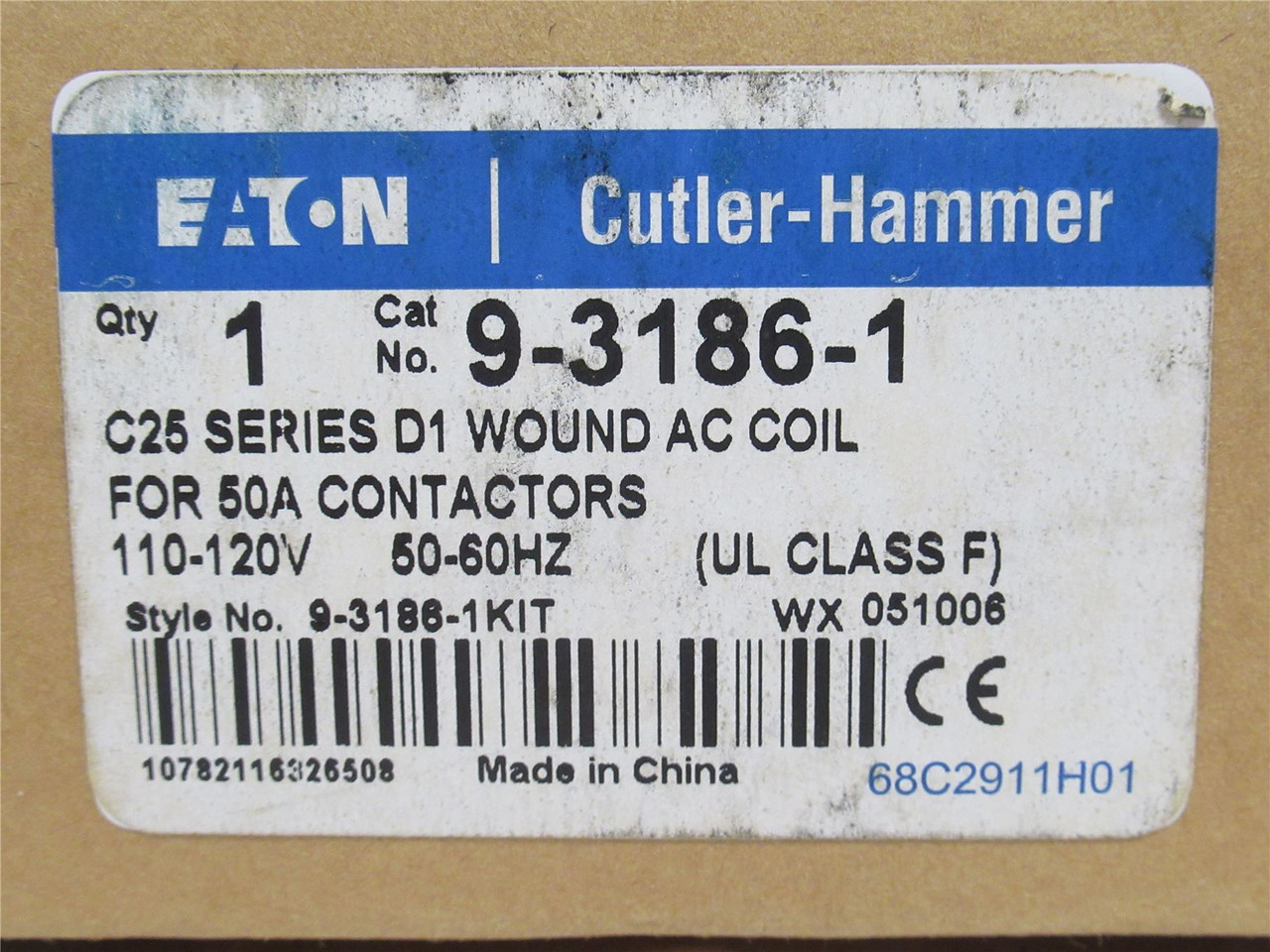 Eaton 9-3186-1; Contactor Coil: 110/120VAC; 50A Eaton 9-3186-1; Contactor Coil: 110/120VAC; 50A