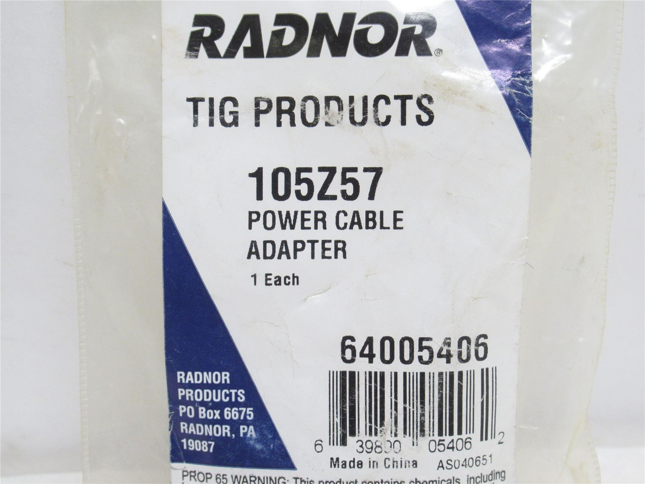 Radnor 105Z57; Brass Power Cable Adapter 64005406