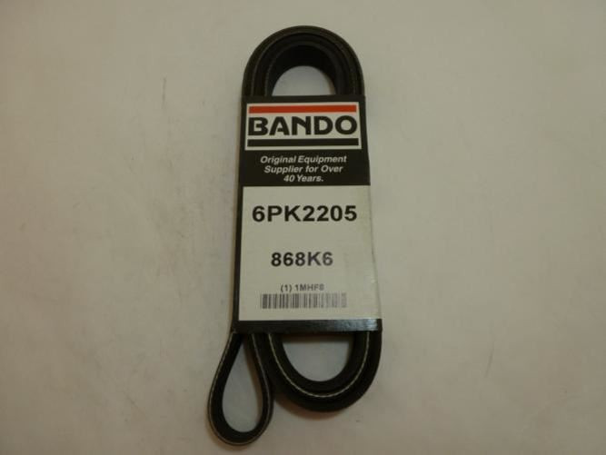 Bando 6PK2205; Serpentine Belt 868K6; 6-ribs 86.8"L; 1MHF8