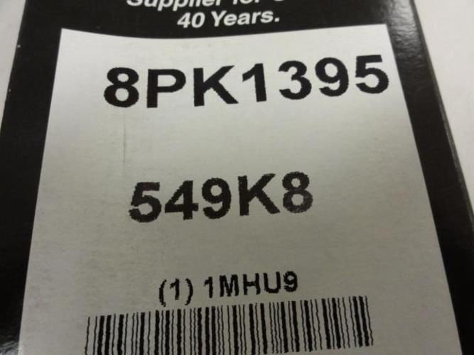 Bando 1MHU9; Serpentine Belt; 54.9"Long; Number 549K8