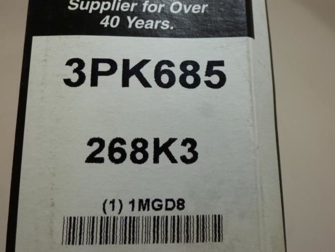 Bando 268K3; Serpentine Belt; 3PK685
