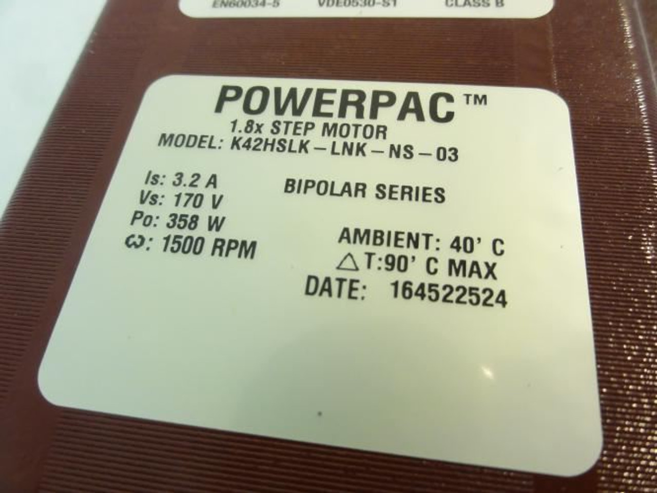 Kollmorgen K42HSLK-LNK-NS-03; Step Motor; 1.8x; 170V; 3.2A