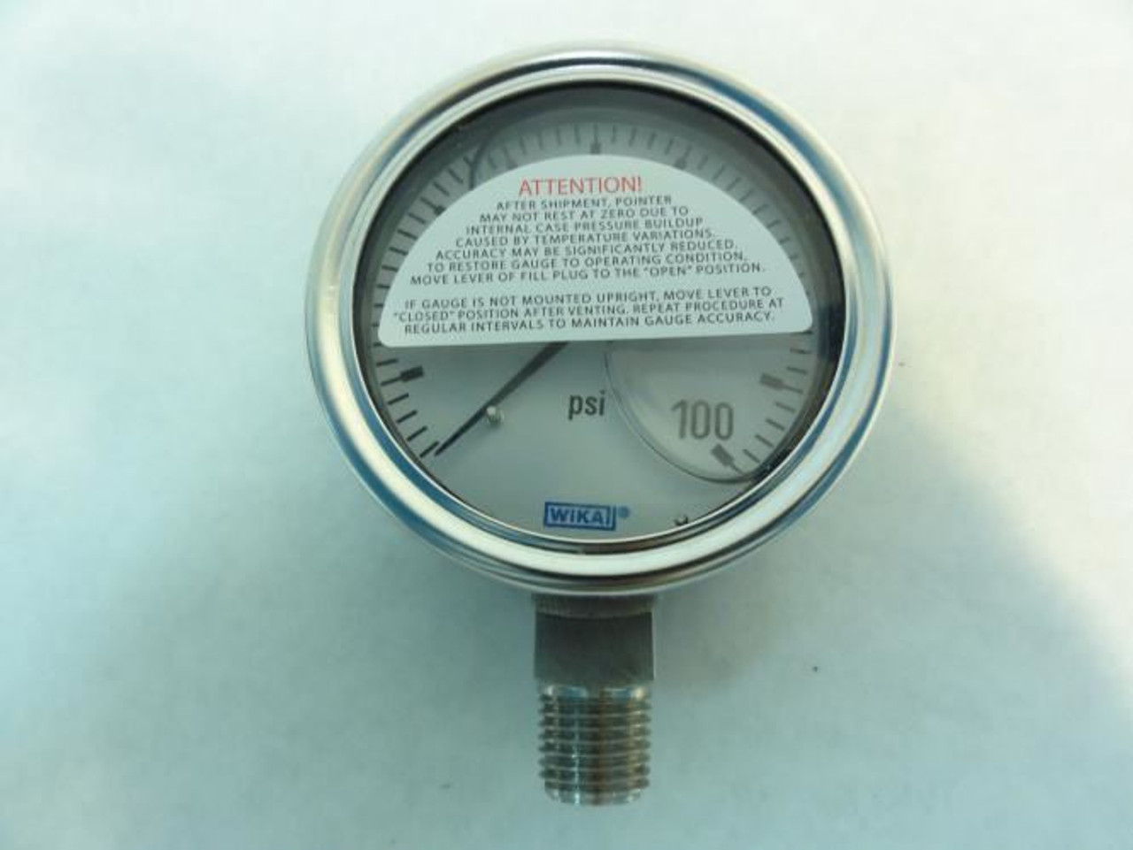 Wika 9251634; Pressure Gauge; 2.5" Face; 0-100PSI