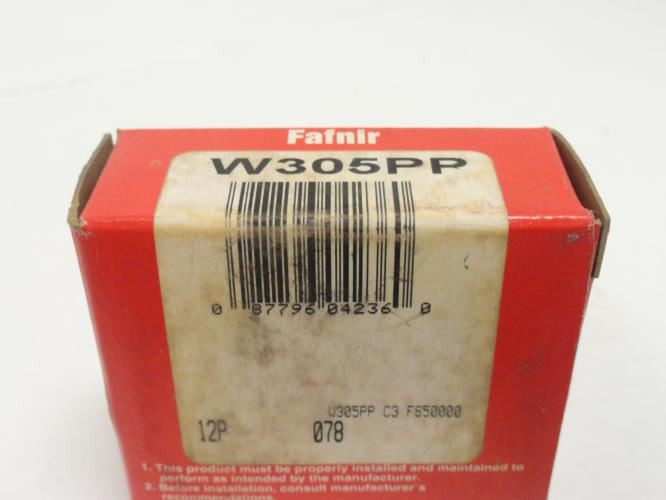 Fafnir W305PP; Ball Bearing 25mm ID x 62mm OD x 1" Wide