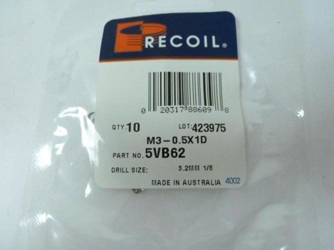 Recoil 25032; Recoil Packets M3-.5 1D 10pcs