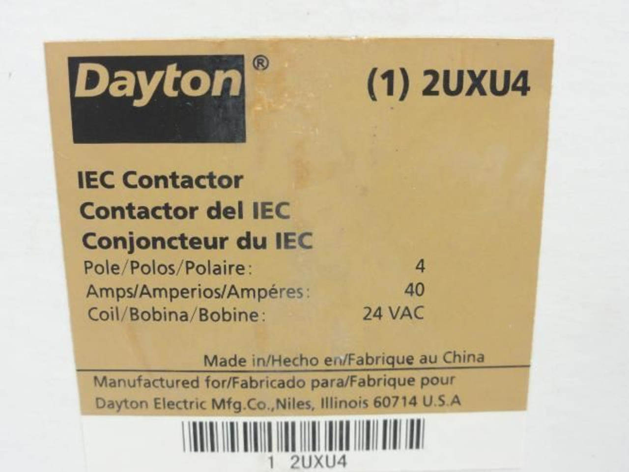 Dayton A302GN; Contactor 40A 4P 600V Max; Coil: 24V Dayton A302GN; Contactor 40A 4P 600V Max; Coil: 24V