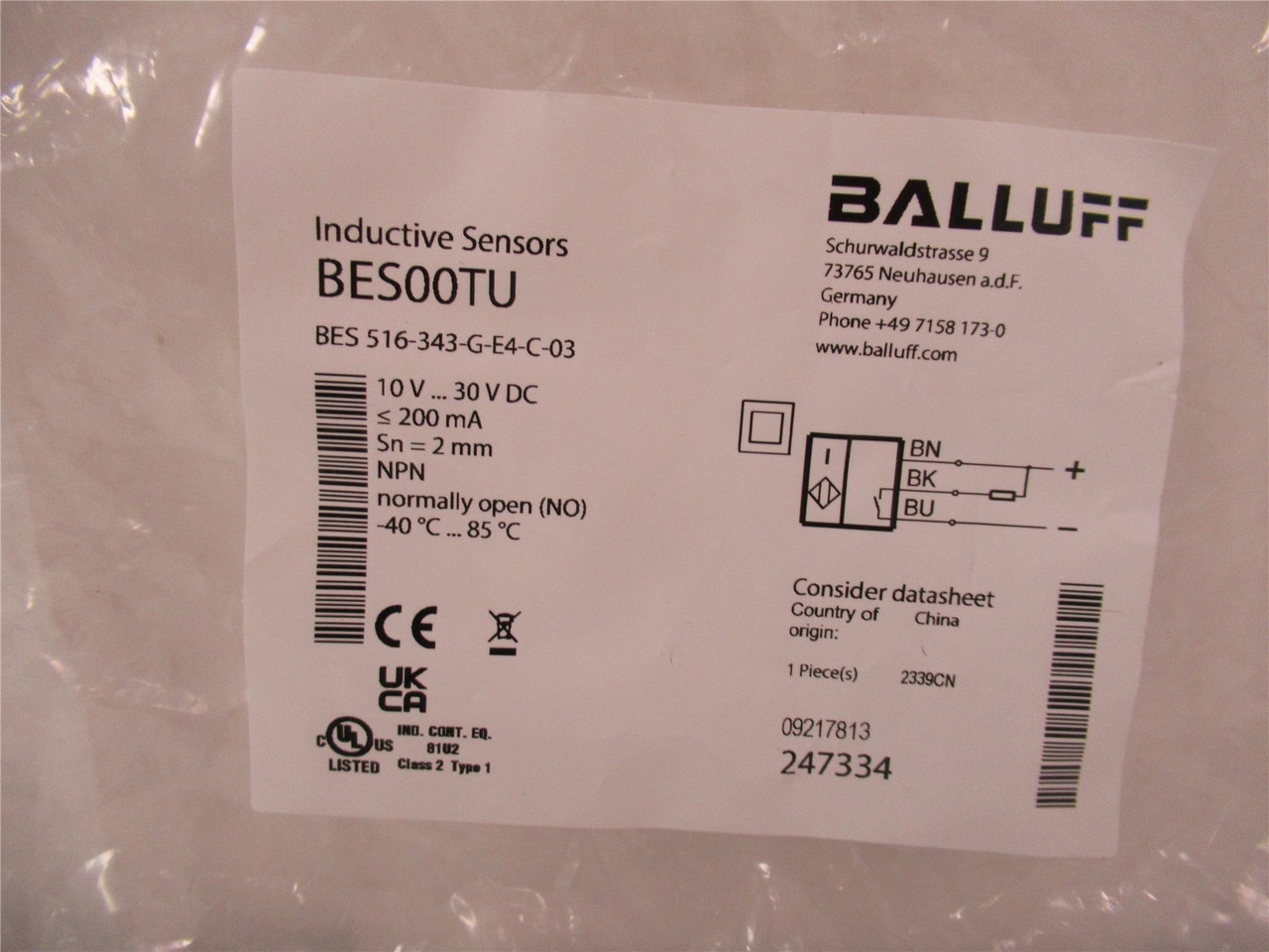 Balluff BES 516-343-G-E4-C-03; Inductive Proximity Sensor 10V