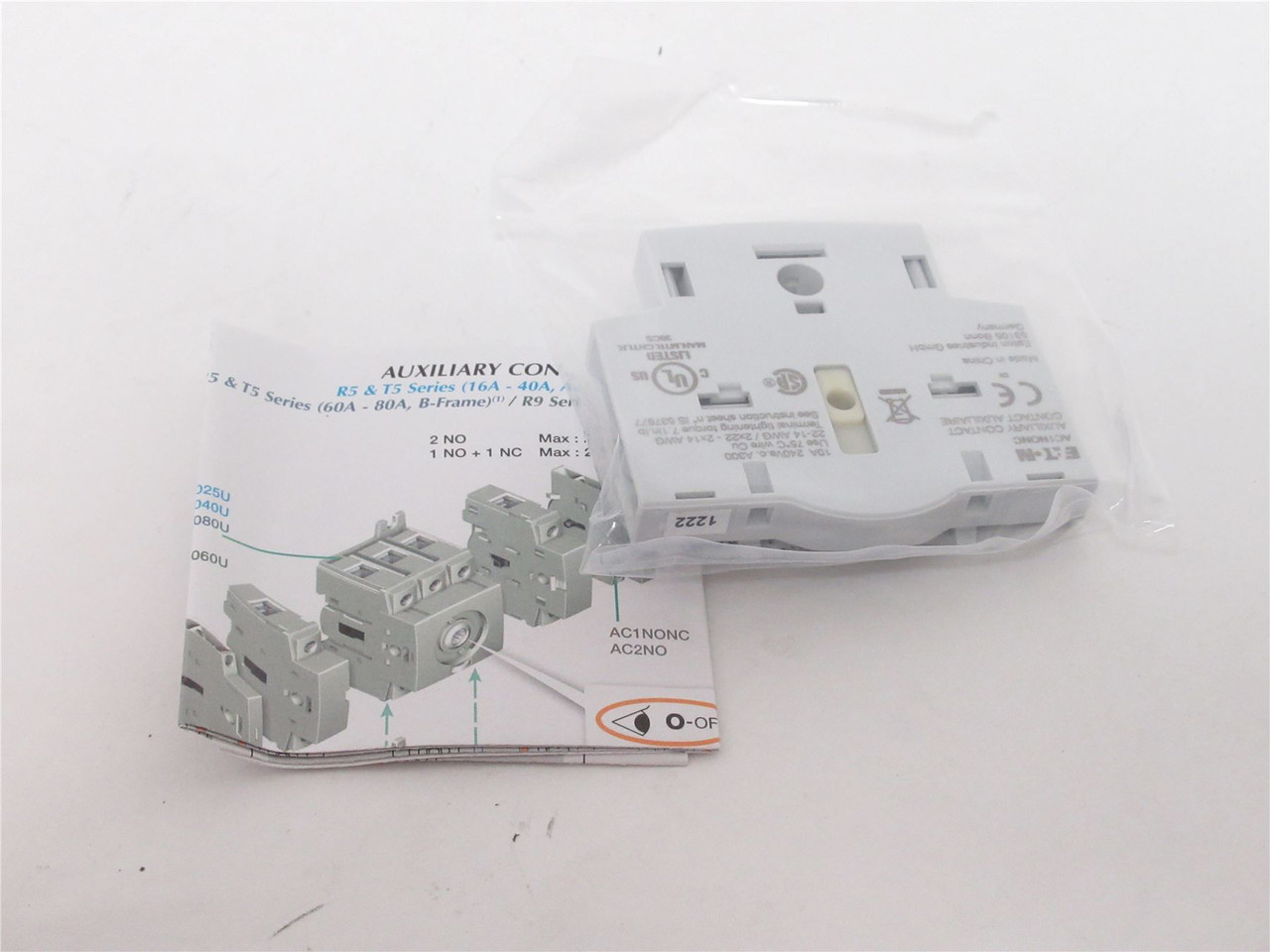 Eaton AC1NONC; Auxilary Contact; 240VAC; 10A; 14-22AWG