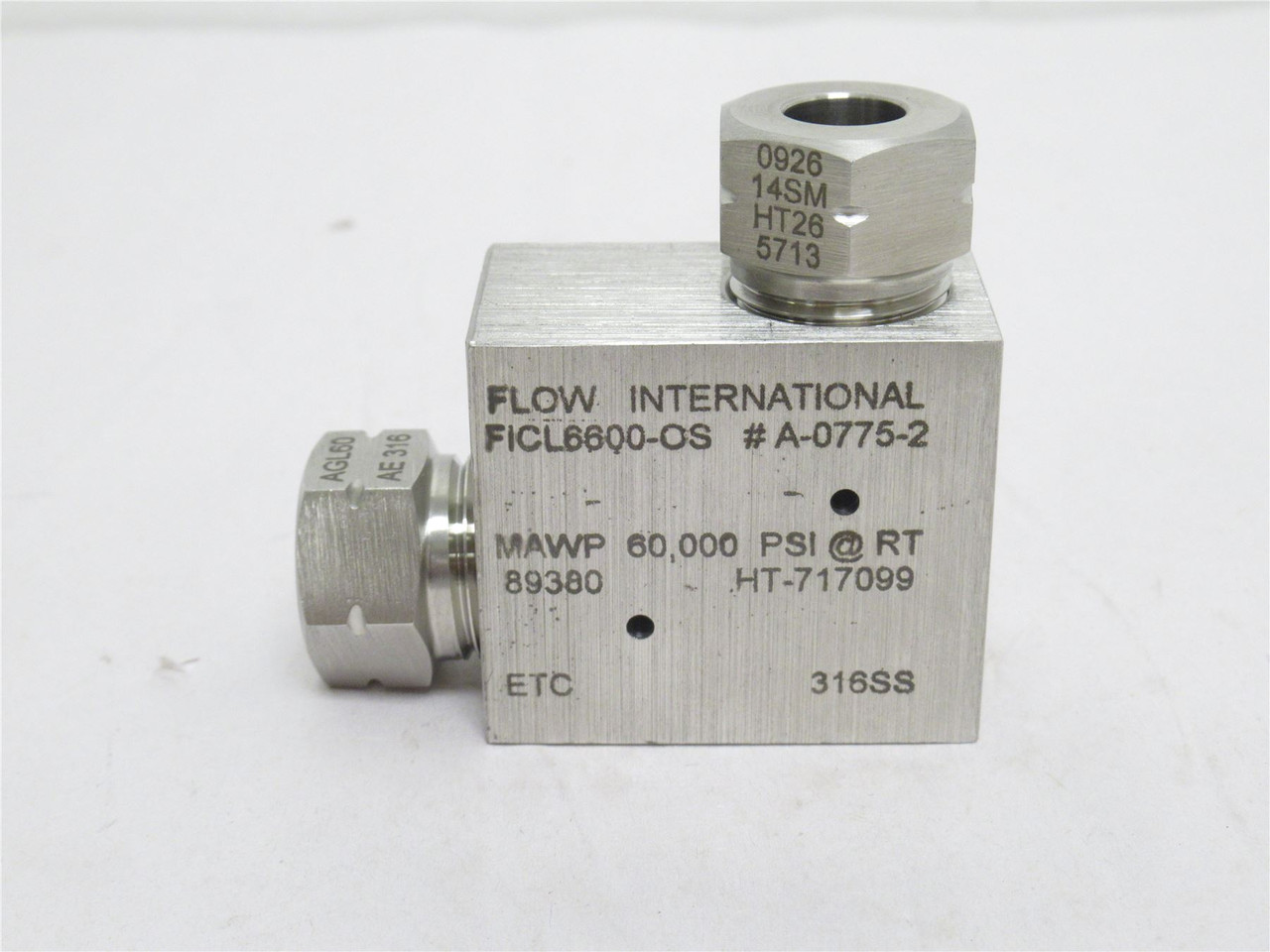 Flow Waterjet FICL6600-OS ; Spray Elbow; 90Deg; SS-316; 3/8"