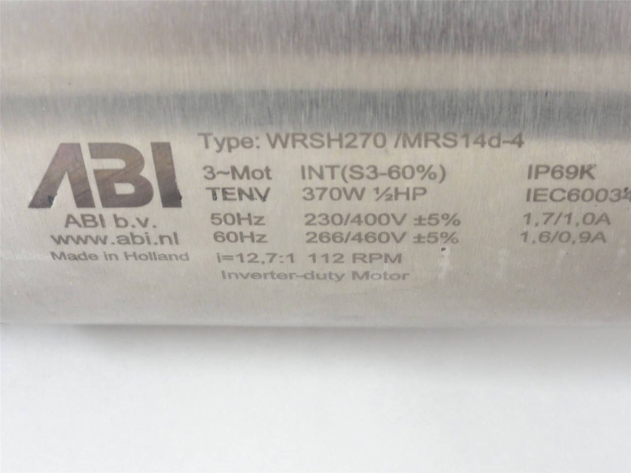 ABI WRSH270/MRS14D4; Gearmotor; 0.5HP; 266/460V; 1715RPM; 3Ph