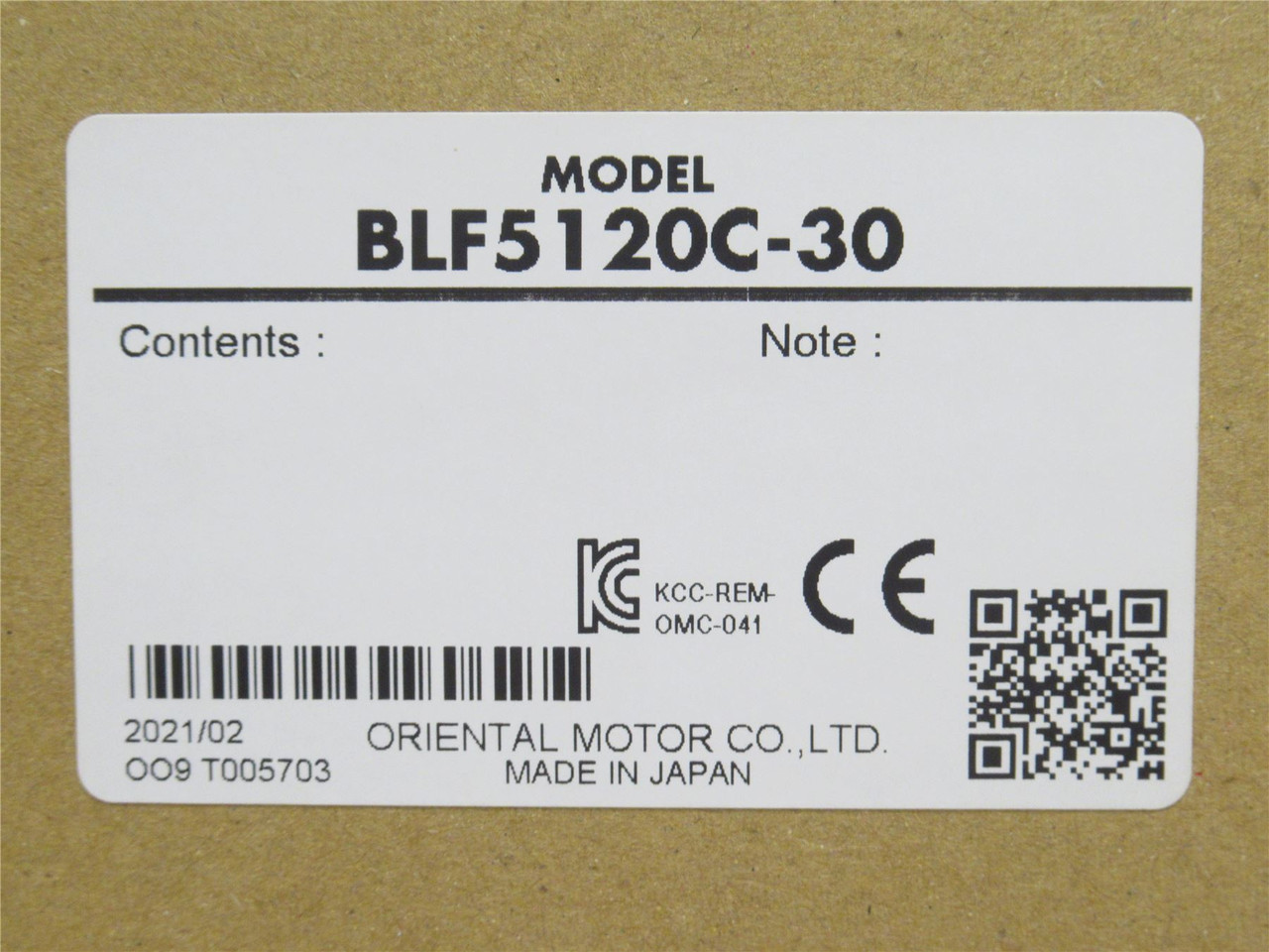Oriental BLF5120C-30; DC Motor & Speed Controller; 30:1 Ratio
