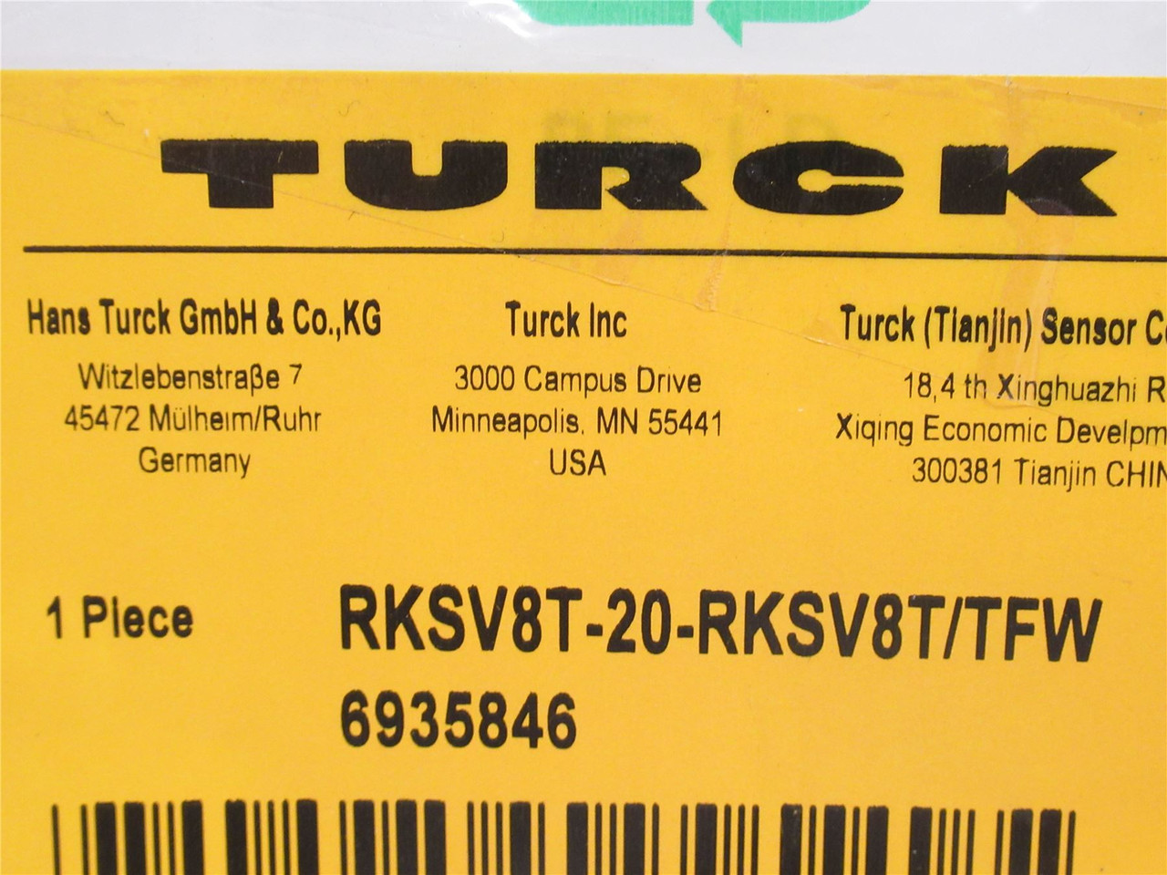Turck RKSV8T-20-RKSV8T/TFW; Actuator And Sensor Cable 6935846