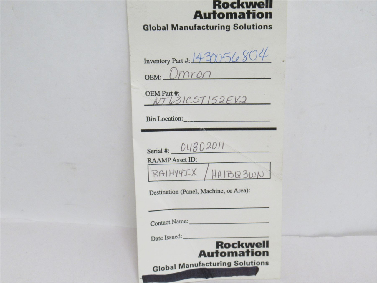 Omron NT631C-ST152-EV2; Operator Interface Touch Panel 24VDC; 10.4"