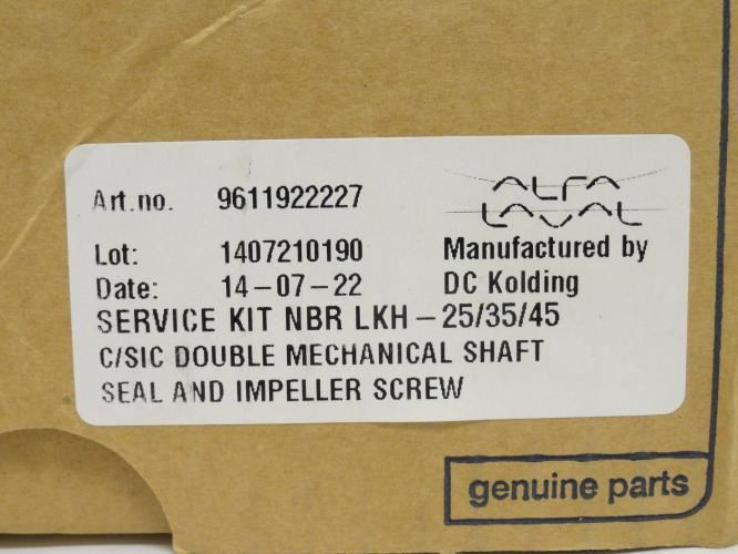 Alfa Laval 9611922227; Pump Service Kit; Double Seal
