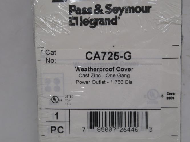 Pass&Seymour CA725-G; Lot-2; Single Receptacle Cover; Cast Zinc