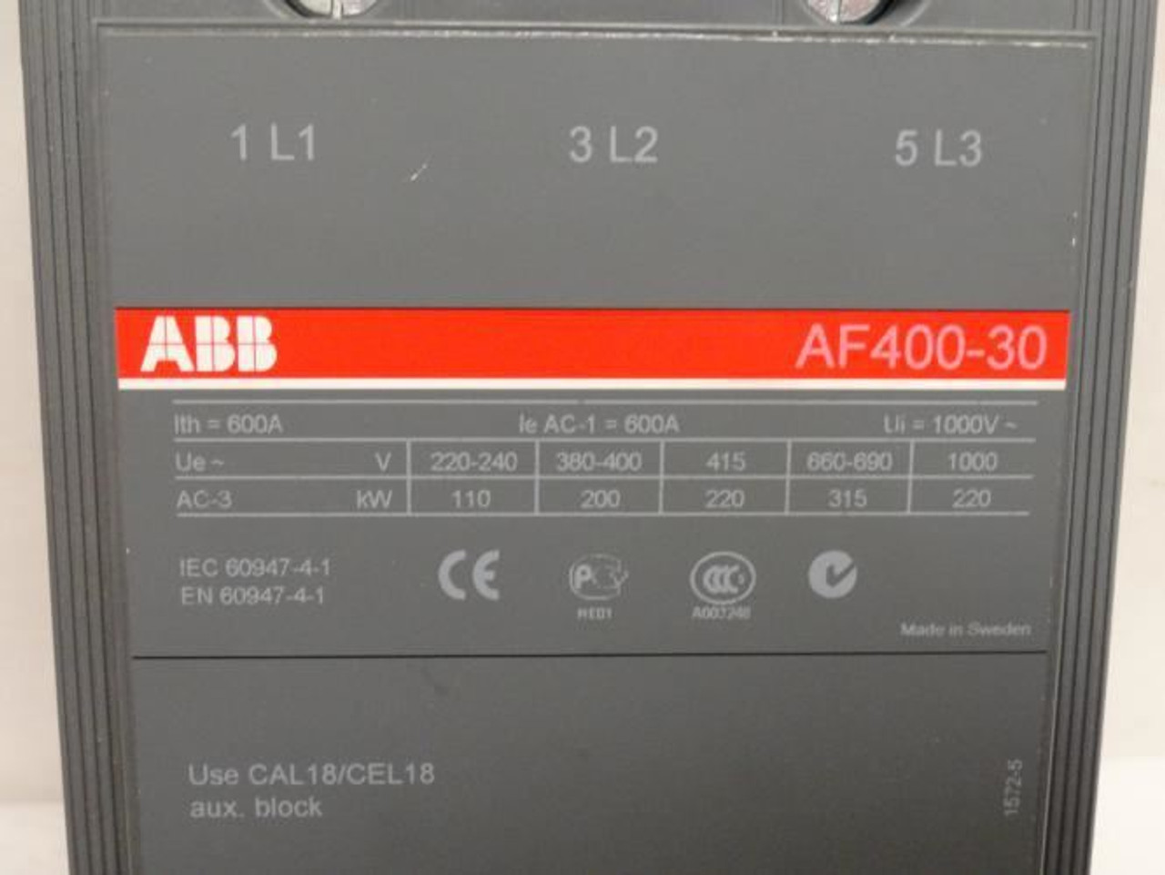 ABB AF400-30-11-70; Contactor 400A; 3P; 600V; No Coil