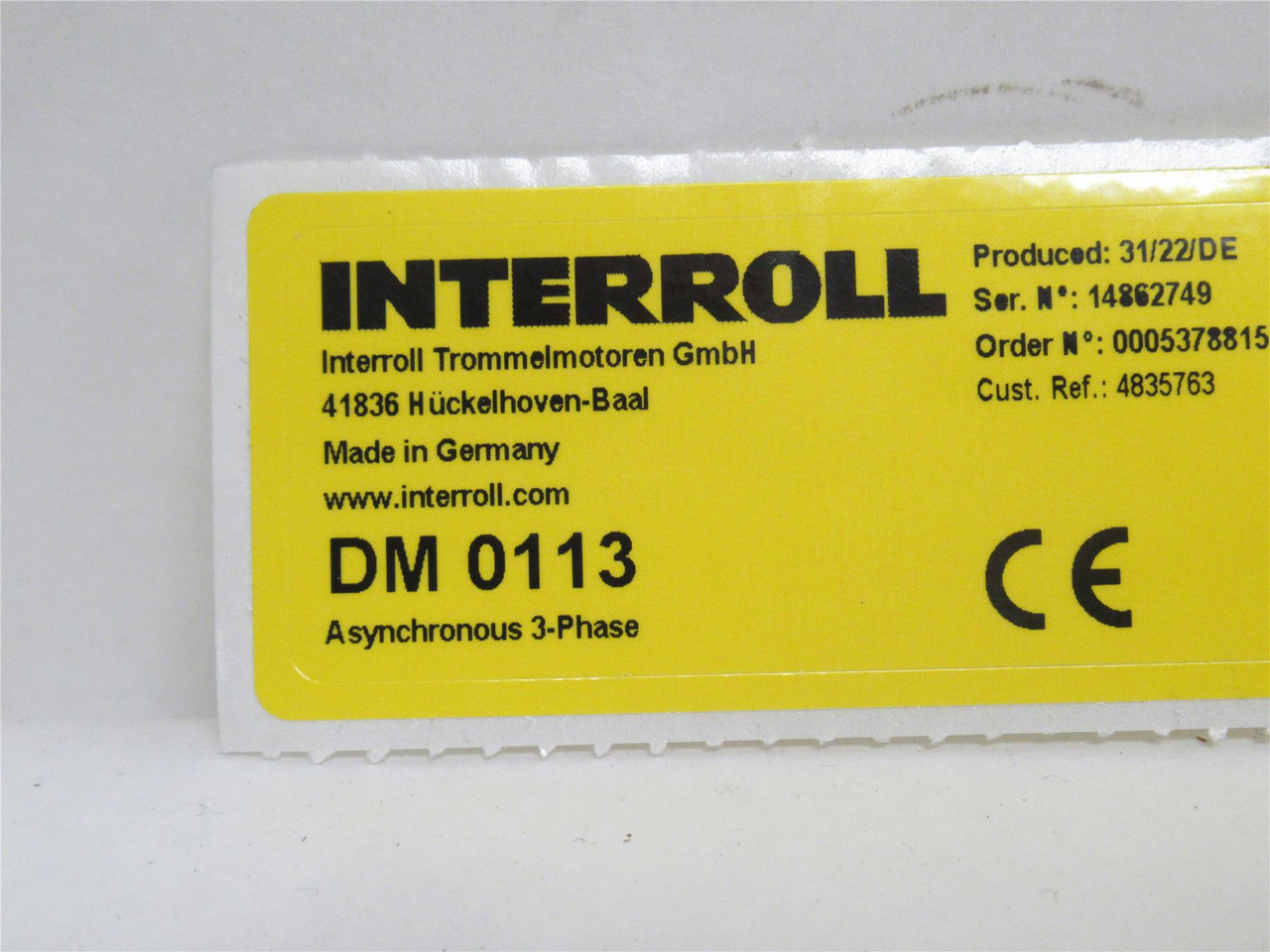Interroll 370W-16"W; Drum Motor 16"W; 230VAC .54m/s