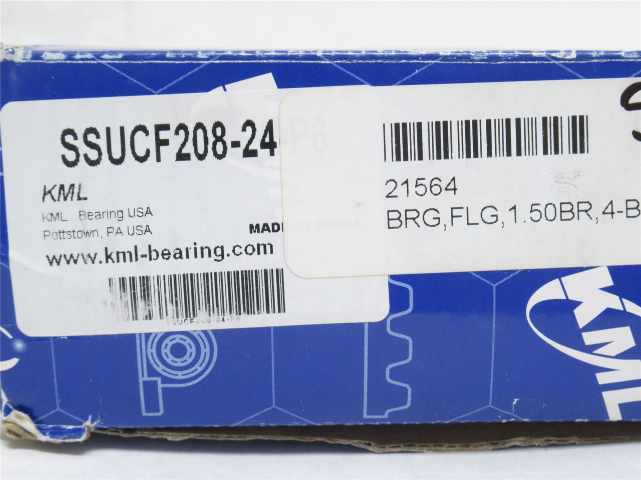 KML SSUCF208-24; Flange Bearing; SS; 1-1/2"ID; 4-Bolt Mount