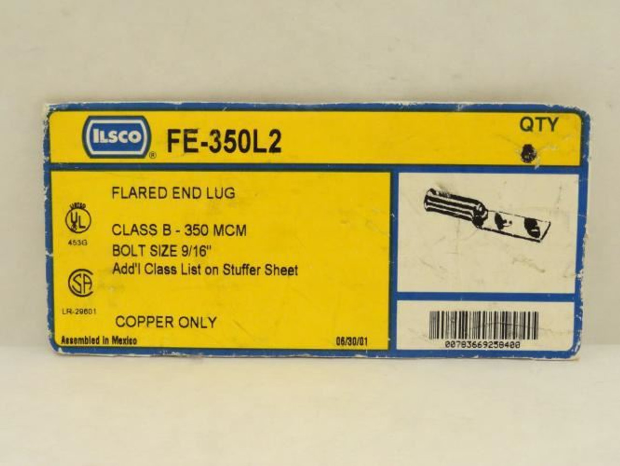ILSCO FE-350L2; Copper Compression Lug; 4/0 Wire; Flared