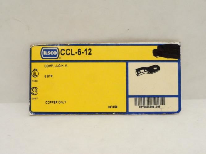 ILSCO CCL-6-12; Lot-5 Copper Compression Lugs; # 6 AWG; 1/2" Stud