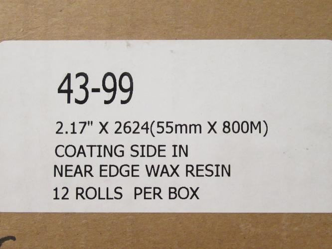 MFG- 43-99; Box-12 Thermal Transfer Ribbon; 55mm x 800M