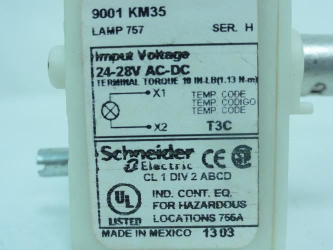 Schneider 9001KM35; Pilot Light Module; 24VAC/28VDC