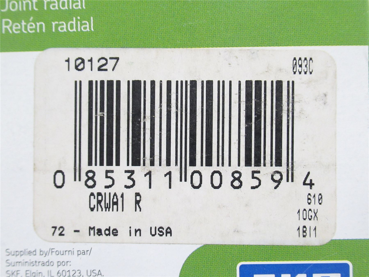 SKF 10127; Oil Seal; 1"ID x 2"OD x 1/4" Width; CRWA1 Design