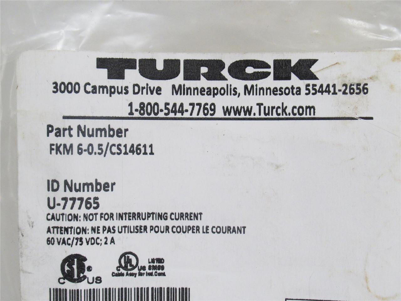 Turck U-77765; Female Receptacle FKM 6-0.5/CS14611
