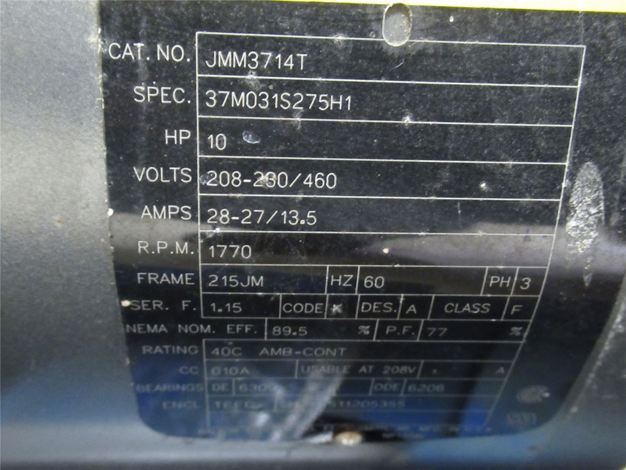 Baldor JMM3714T; Pump Motor; 10HP; 230/460VAC; 1800RPM; 3PH