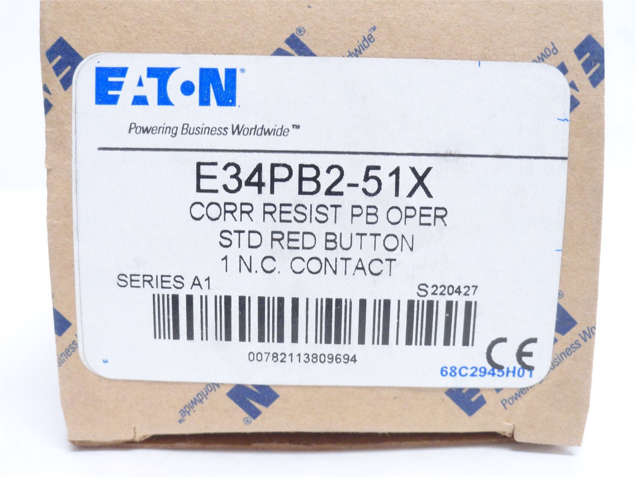 Eaton E34PB251X; Red Flush Mount Push-Button; 1-NC; 30.5mm