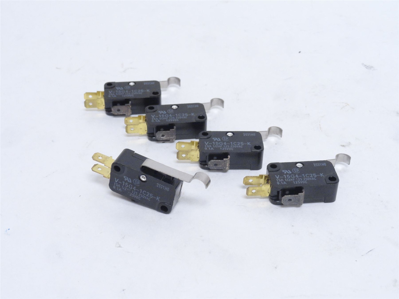 Omron V-15G4-1C25-K; Lot-5; Snap Action Switches; 15A; 250VAC