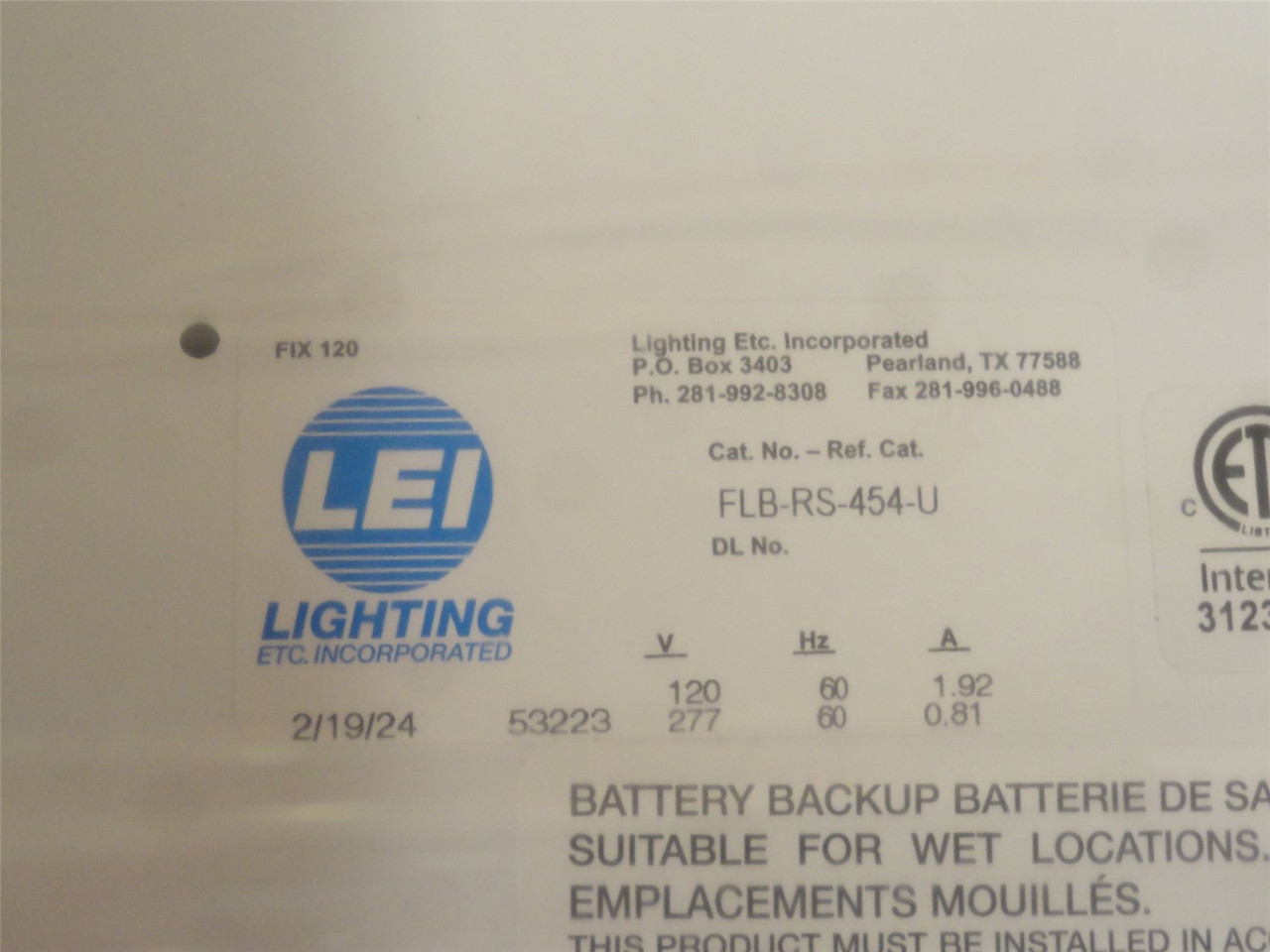 LEI FLB-RS-454-U; Fluorescent Low Bay Fixture 120/277VAC; 54W