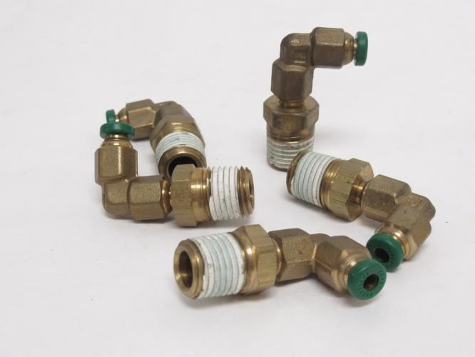 Parker 169PL-5/32-4; Lot-5 Brass Elbows 90Deg 5/32"PTC x 1/4NPT