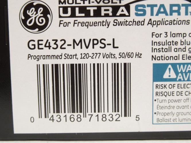 GE GE432-MVPS-L; Electronic Ballast; Programmed