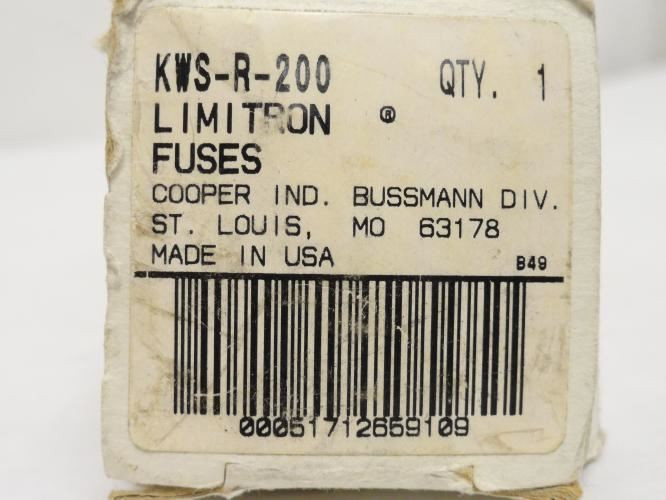Bussmann KWS-R-200; Limitron Fast Acting Fuse; 200A; 600VAC