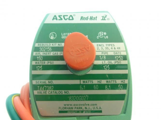 Asco 8320G027; Solenoid Valve; 1/8" NPT; Air: 150PSI